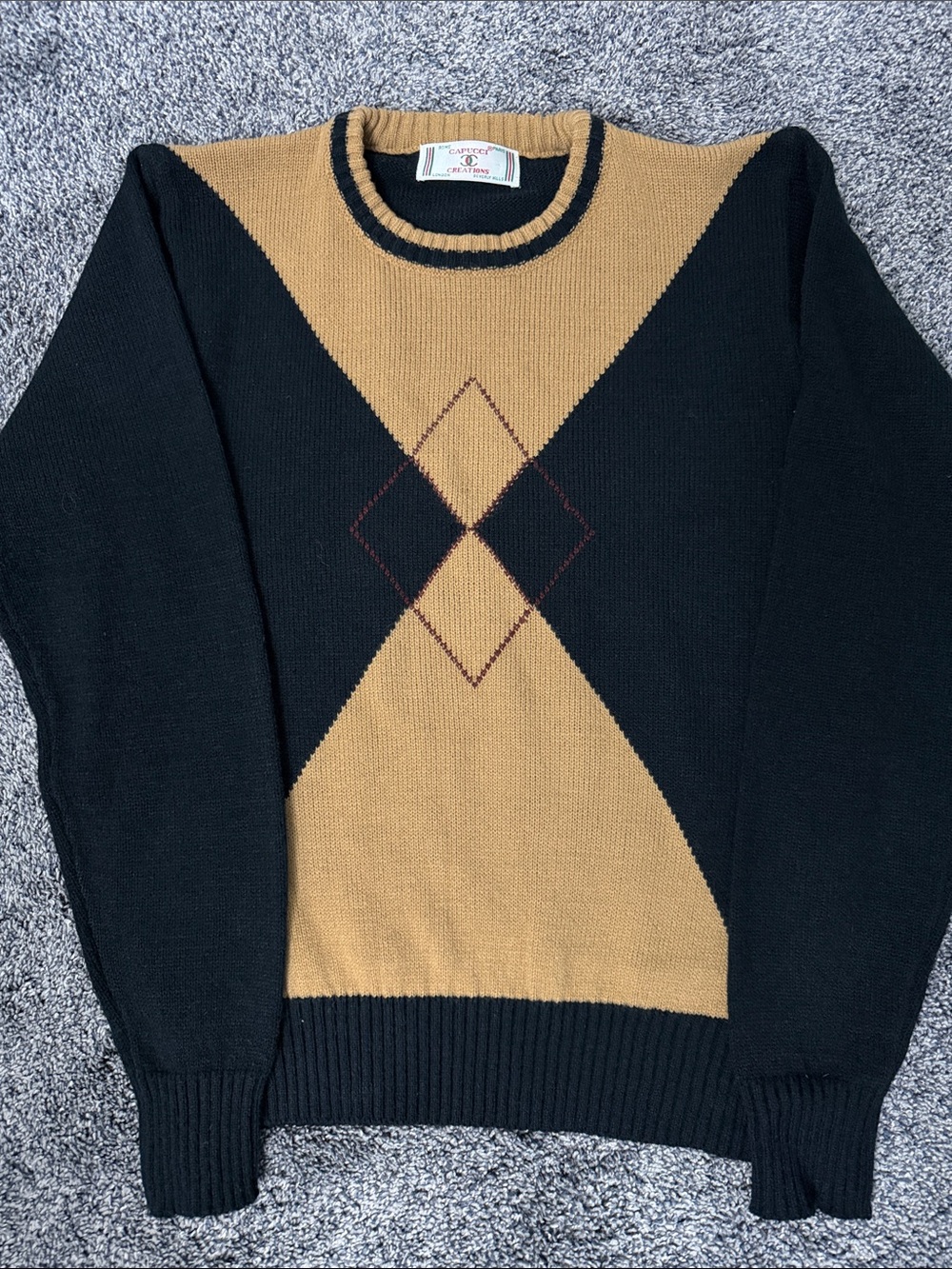 VTG 1980’s Capucci Creations of Beverly Hills Argyle Crewneck Sweater - M